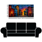 Colorful European Village Evening Scene 3D Canvas Wall Painting