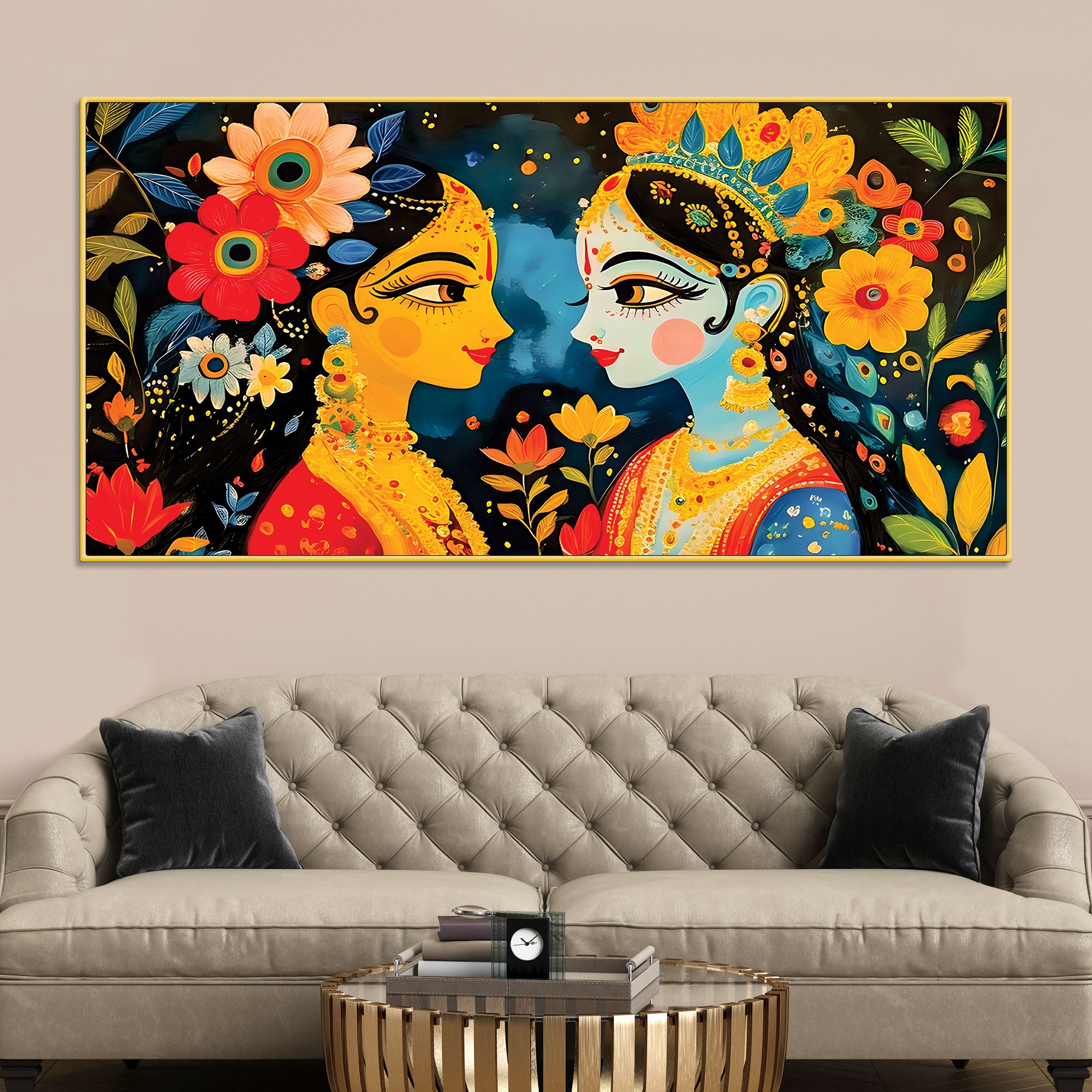 colorful-expressive-faces-floral-theme-painting