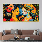 Colorful Expressive Faces Floral Theme Painting