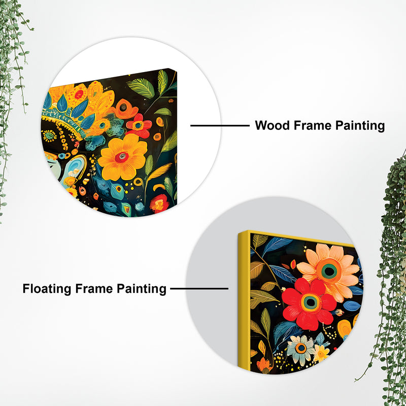 Colorful Expressive Faces Floral Theme Painting