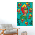 colorful-fish-art-canvas-wall-painting-indian-traditional-home-decor