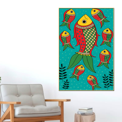 colorful-fish-art-canvas-wall-painting-indian-traditional-home-decor