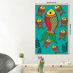 Colorful Fish Art Canvas Wall Painting | Indian Traditional Home Decor