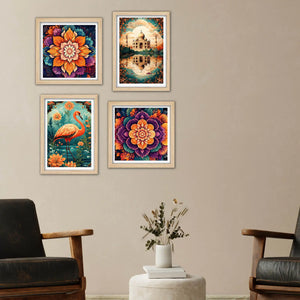 Colorful Floral Wall Art Frame Set of 4