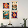 Colorful Floral Wall Art Frame Set of 4