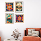 Colorful Floral Wall Art Frame Set of 4