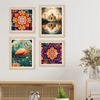 Colorful Floral Wall Art Frame Set of 4