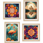 Colorful Floral Wall Art Frame Set of 4
