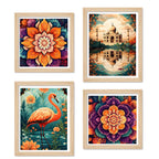 Colorful Floral Wall Art Frame Set of 4