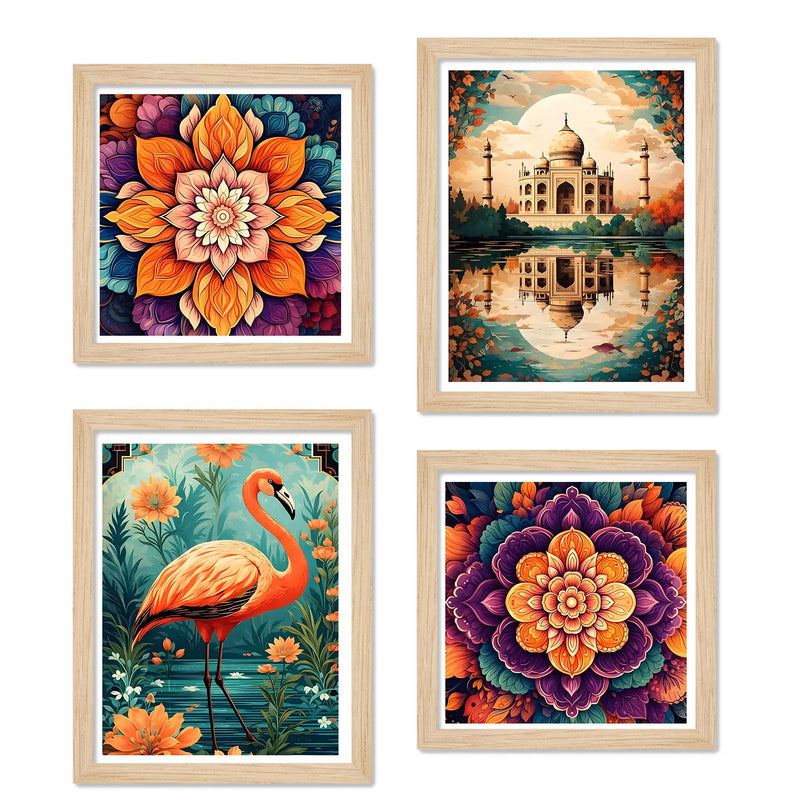 Colorful Floral Wall Art Frame Set of 4