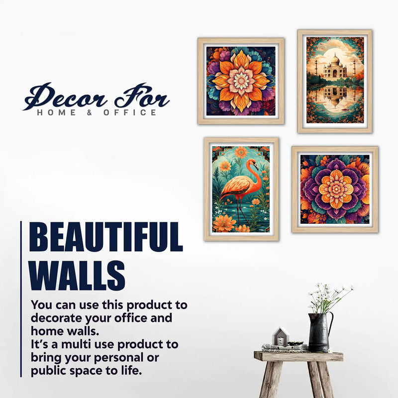 Colorful Floral Wall Art Frame Set of 4