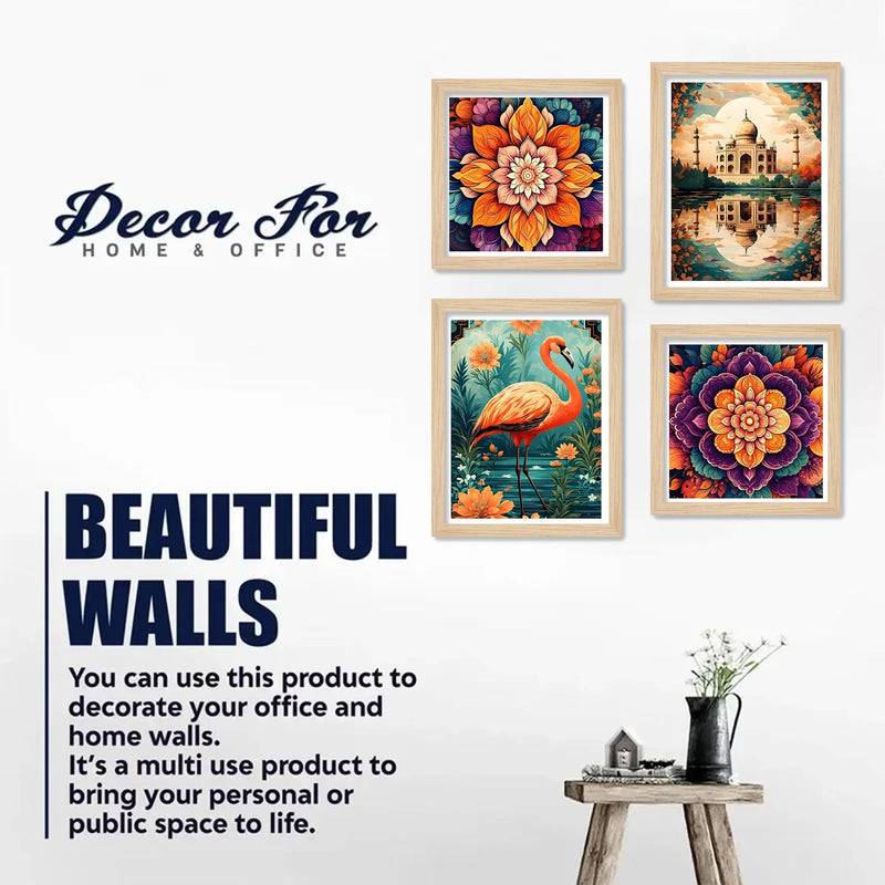 Colorful Floral Wall Art Frame Set of 4