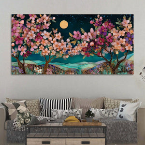 Colorful Flower Abstract Canvas Painting for Living Room Decor