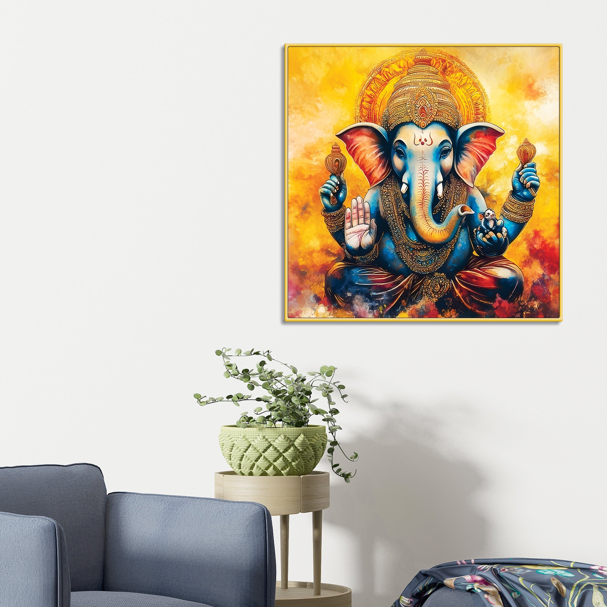 Colorful Ganesh Ji Canvas Painting