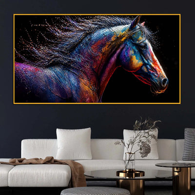 Colorful Horse Floating Frame Crystal Wall Painting