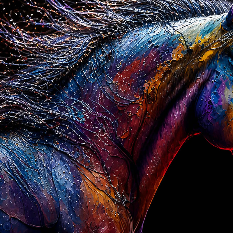 Colorful Horse Floating Frame Crystal Wall Painting