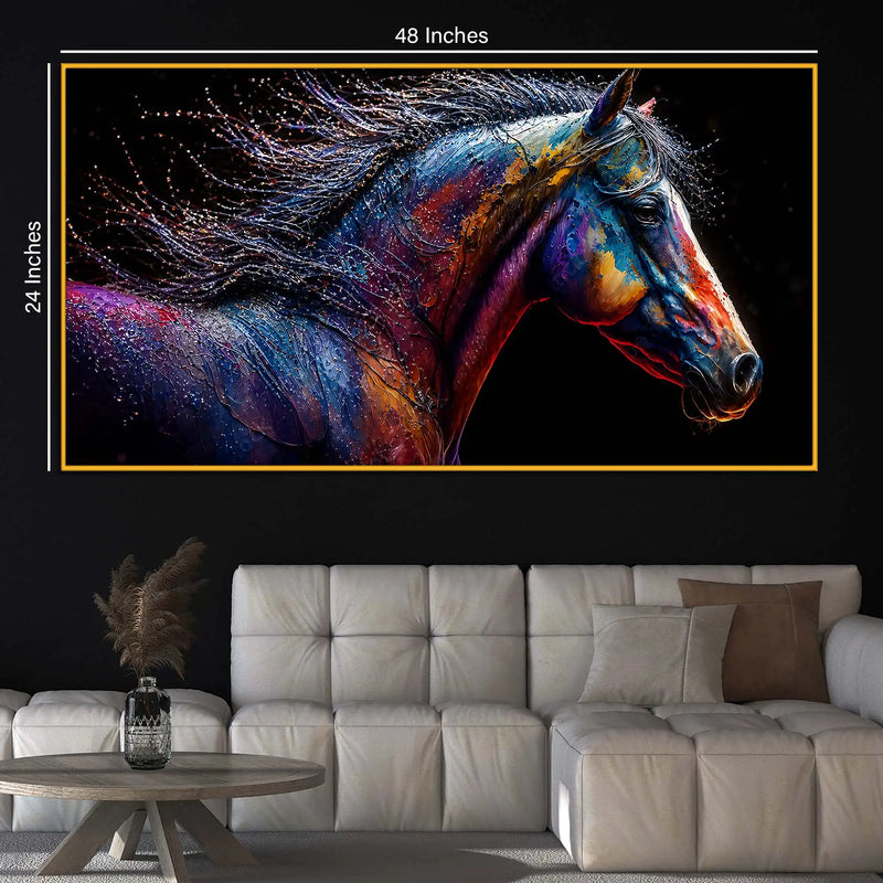 Colorful Horse Floating Frame Crystal Wall Painting