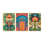 Colorful Indian Art Canvas Wall Painting Set of Three