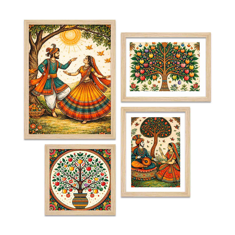 Colorful Indian Culture Wall Frame Set of Four