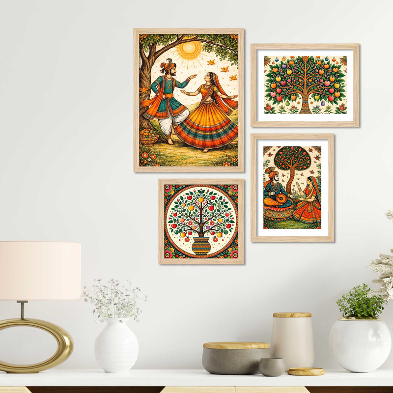 Colorful Indian Culture Wall Frame Set of Four