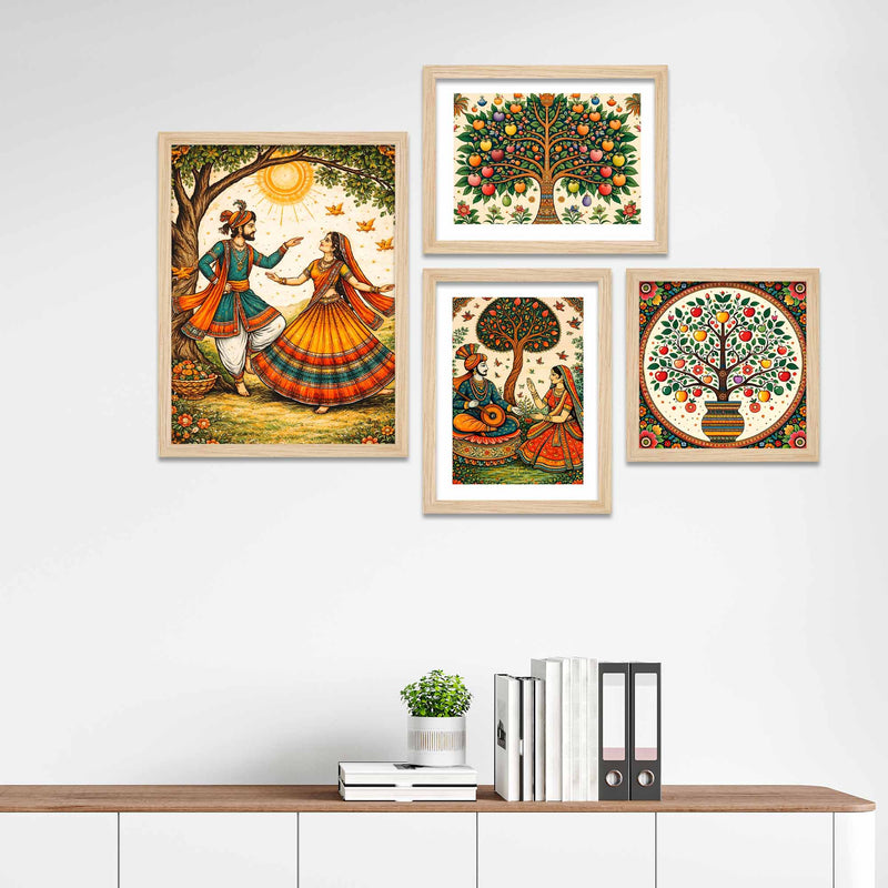 Colorful Indian Culture Wall Frame Set of Four