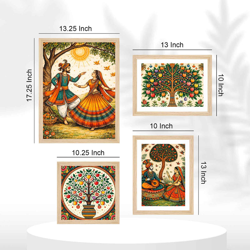 Colorful Indian Culture Wall Frame Set of Four