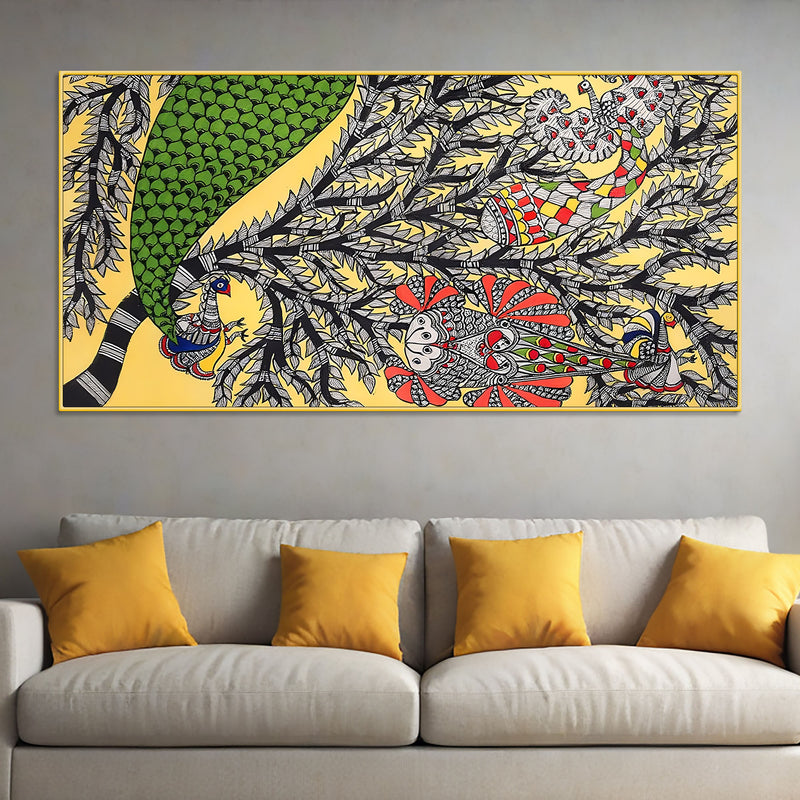 colorful-indian-madhubani-canvas-wall-painting