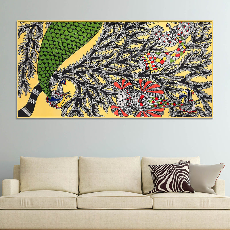 Colorful Indian Madhubani Canvas Wall Painting