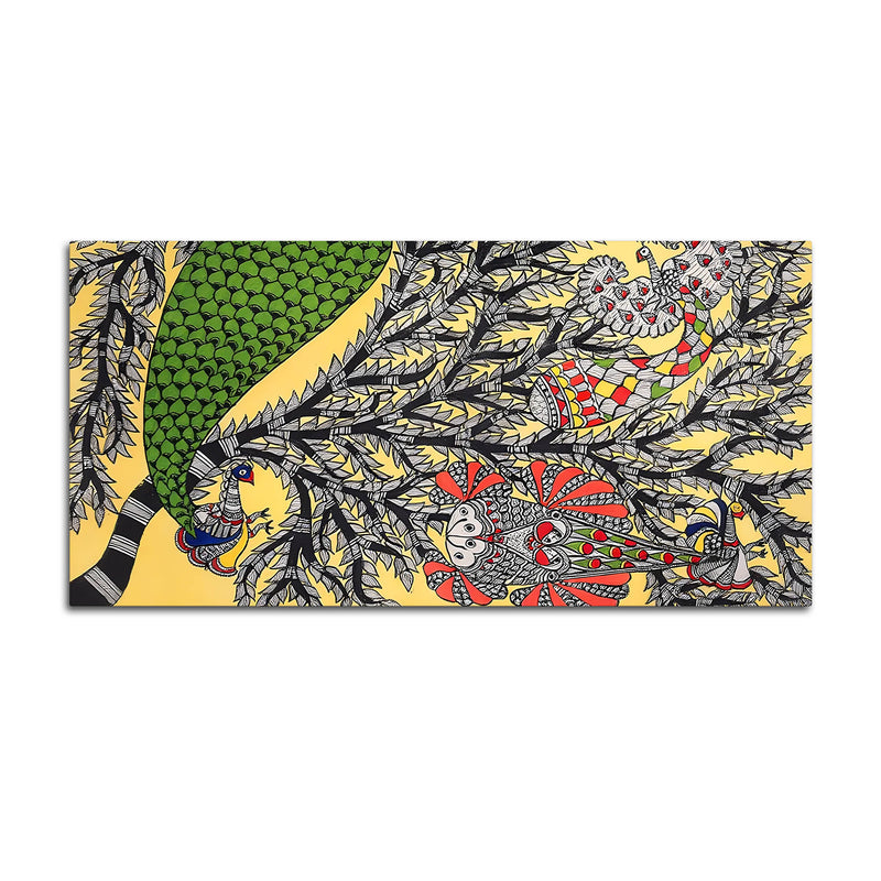 Colorful Indian Madhubani Canvas Wall Painting