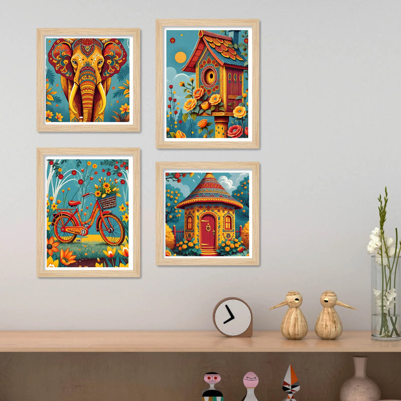 Colorful Jungle Wall Art Frame Set of 4