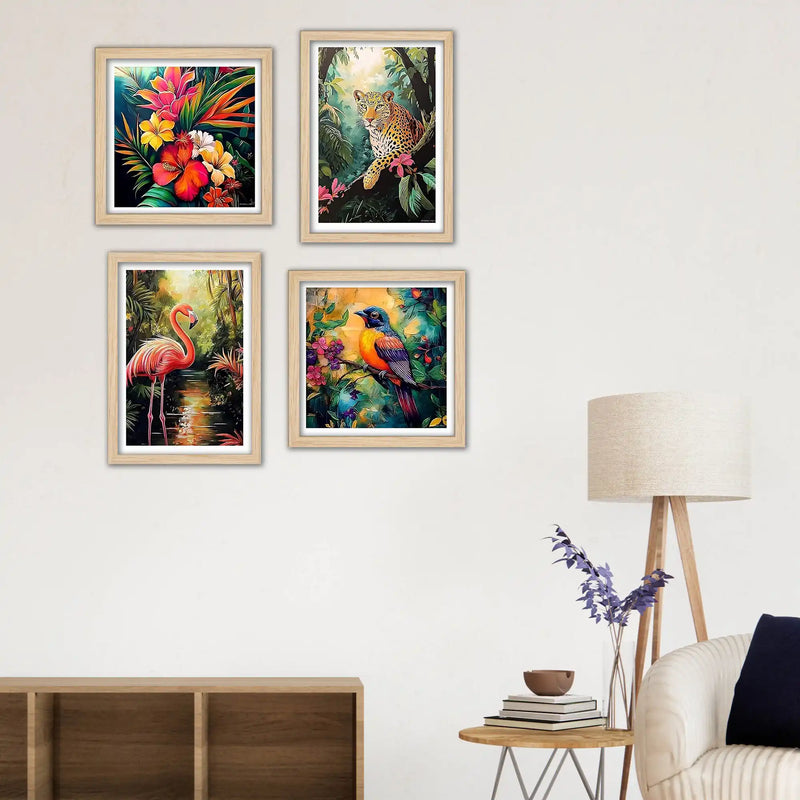 Colorful Jungle Wall Art Frame Set of 4