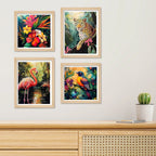 Colorful Jungle Wall Art Frame Set of 4