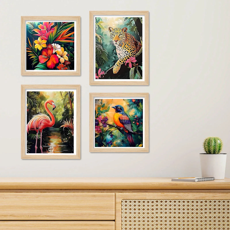 Colorful Jungle Wall Art Frame Set of 4
