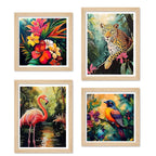Colorful Jungle Wall Art Frame Set of 4