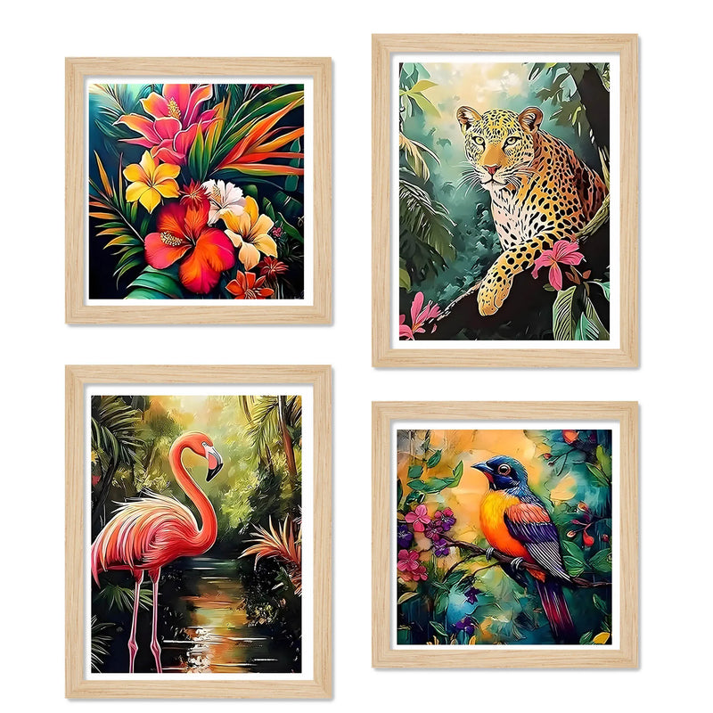 Colorful Jungle Wall Art Frame Set of 4