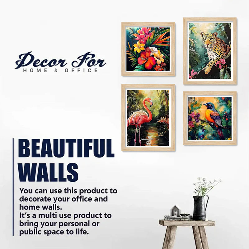 Colorful Jungle Wall Art Frame Set of 4