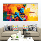 Colorful Lord Krishna Playing Flute Painting