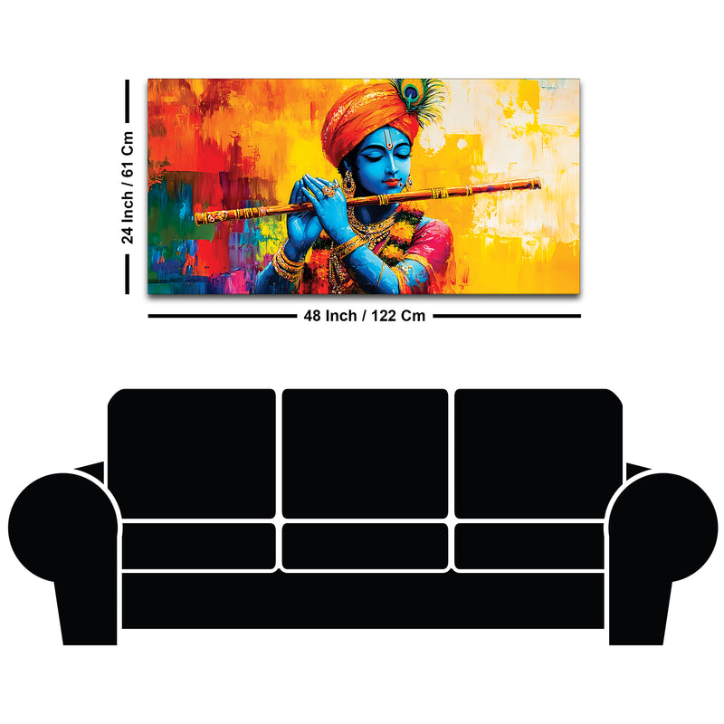 Colorful Lord Krishna Playing Flute Painting