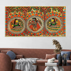 colorful-madhubani-krishna-leela-canvas-wall-painting