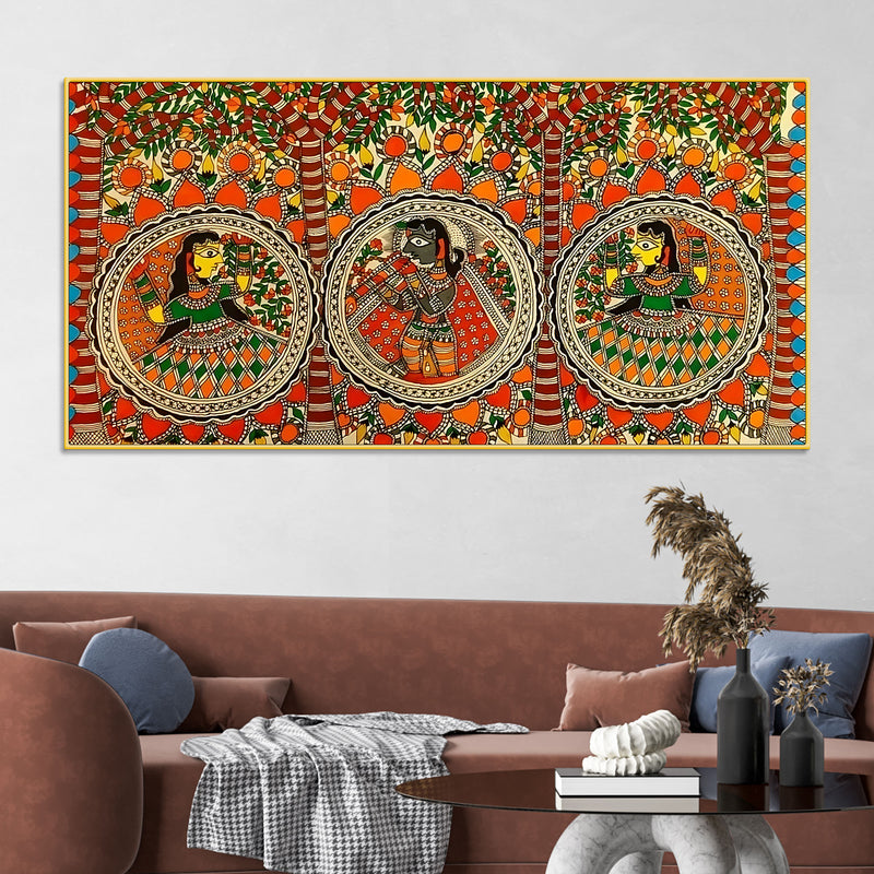 colorful-madhubani-krishna-leela-canvas-wall-painting