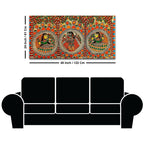 Colorful Madhubani Krishna Leela Canvas Wall Painting