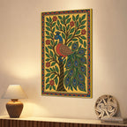 Colorful Madhubani Peacock Artwork Canvas Painting