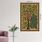 Colorful Madhubani Peacock Artwork Canvas Painting