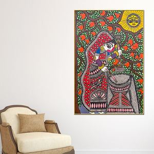colorful-madhubani-rural-woman-canvas-wall-painting-for-cultural-indian-decor