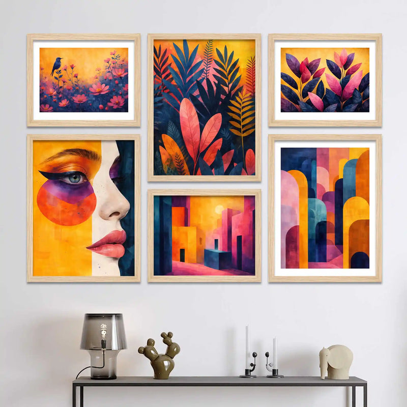 Colorful Modern Art Wall Art Frame Set of 6
