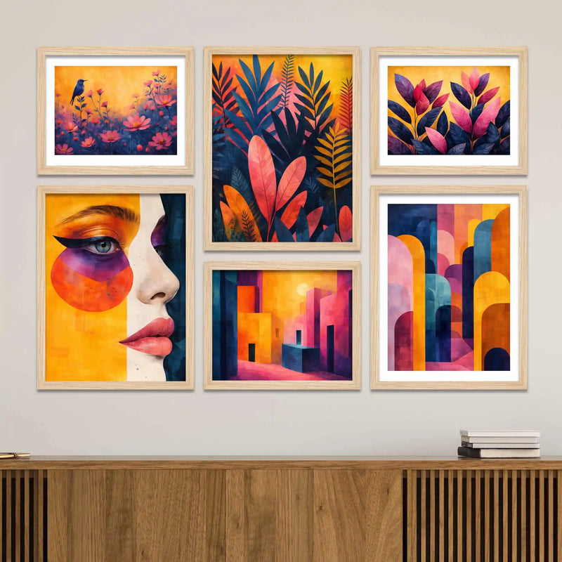 Colorful Modern Art Wall Art Frame Set of 6