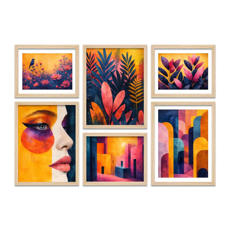 Colorful Modern Art Wall Art Frame Set of 6