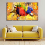 Colorful Parrot Abstract Art Canvas wall Painting of Five Pieces