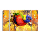 Colorful Parrot Abstract Art Canvas wall Painting of Five Pieces
