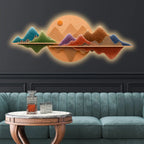 Colorful Peaks Horizon Premium Crystal Glass Backlit LED Painting